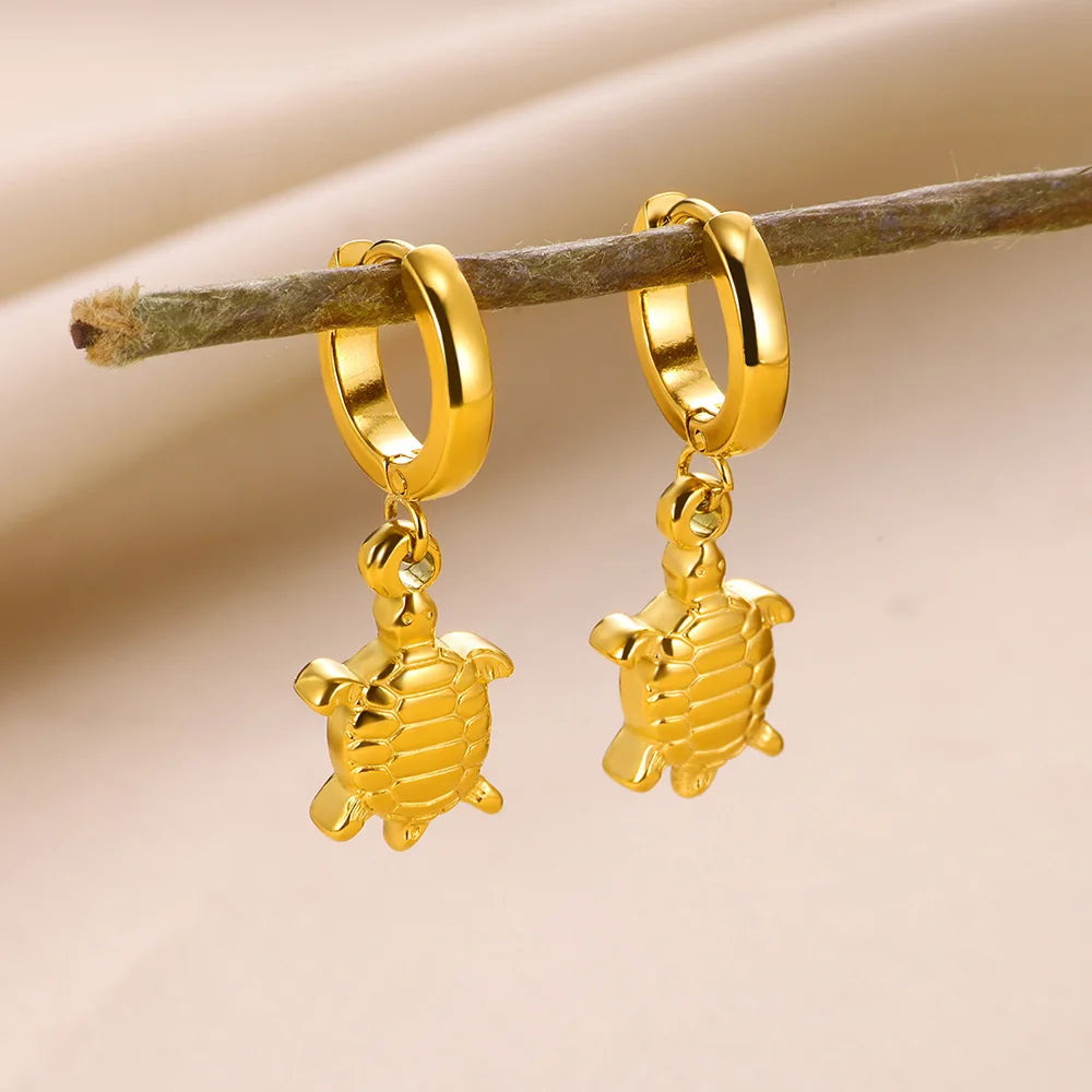 Brincos de argola de concha de estrela do mar de água doce para mulheres elegantes de aço inoxidável cor dourada aretes acessórios de joias de natal