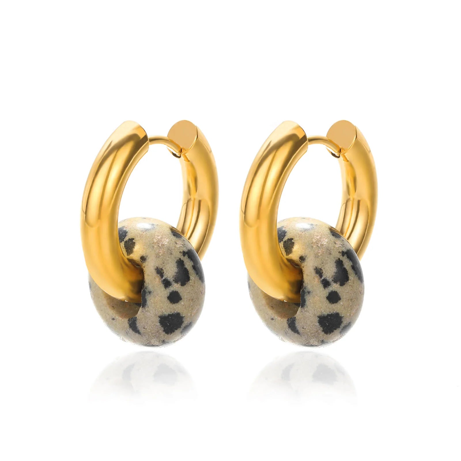 Brincos de argola de concha de estrela do mar de água doce para mulheres elegantes de aço inoxidável cor dourada aretes acessórios de joias de natal